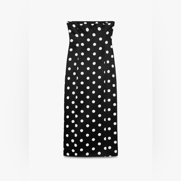 Zara strapless polka dot midi dress NWOT - Picture 4 of 7